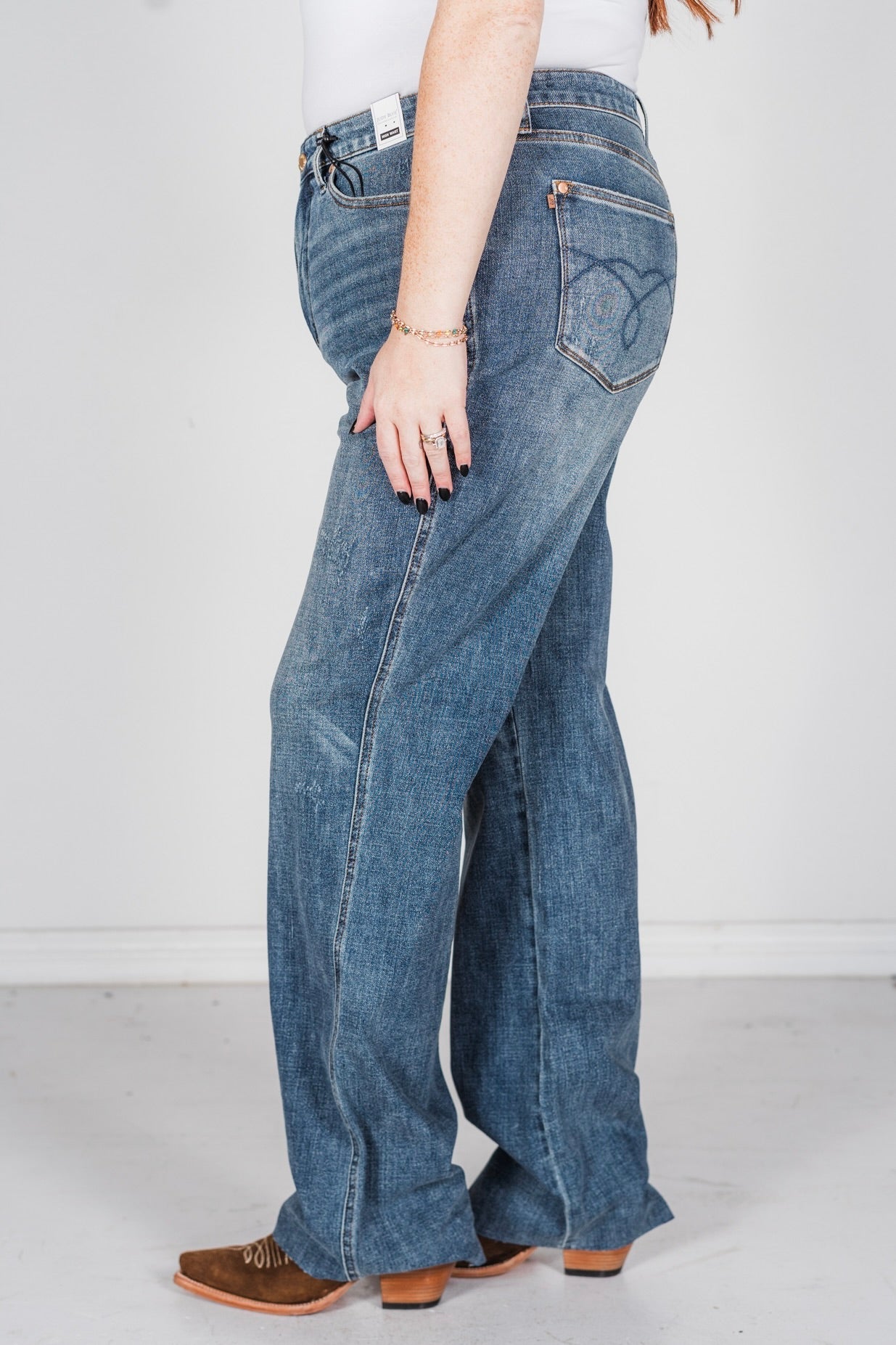 Judy Blue High Waist Tummy Control Cut Raw Hem Straight Jeans - Whiskey Skies - JUDY BLUE