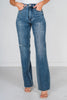 Judy Blue High Waist Tummy Control Cut Raw Hem Straight Jeans - Whiskey Skies - JUDY BLUE