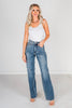 Judy Blue High Waist Tummy Control Cut Raw Hem Straight Jeans - Whiskey Skies - JUDY BLUE