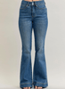 Judy Blue High - Waist Tummy Control Flare Double Button Jeans - Whiskey Skies - JUDY BLUE