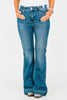 Judy Blue High - Waist Tummy Control Flare Double Button Jeans - Whiskey Skies - JUDY BLUE