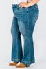 Judy Blue High - Waist Tummy Control Flare Double Button Jeans - Whiskey Skies - JUDY BLUE