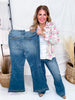 Judy Blue High - Waist Tummy Control Flare Double Button Jeans - Whiskey Skies - JUDY BLUE