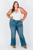 Judy Blue High - Waist Tummy Control Flare Double Button Jeans - Whiskey Skies - JUDY BLUE