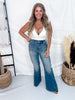 Judy Blue High Waist Tummy Control Flare Jeans W/ Shield Pockets - Whiskey Skies - JUDY BLUE