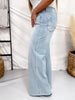 Judy Blue High Waist Tummy Control Light Wash Retro Wide Leg Jeans - Whiskey Skies - JUDY BLUE