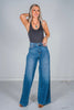 Judy Blue High Waist Tummy Control Retro Wide Leg Jeans - Whiskey Skies - JUDY BLUE