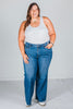 Judy Blue High Waist Tummy Control Retro Wide Leg Jeans - Whiskey Skies - JUDY BLUE