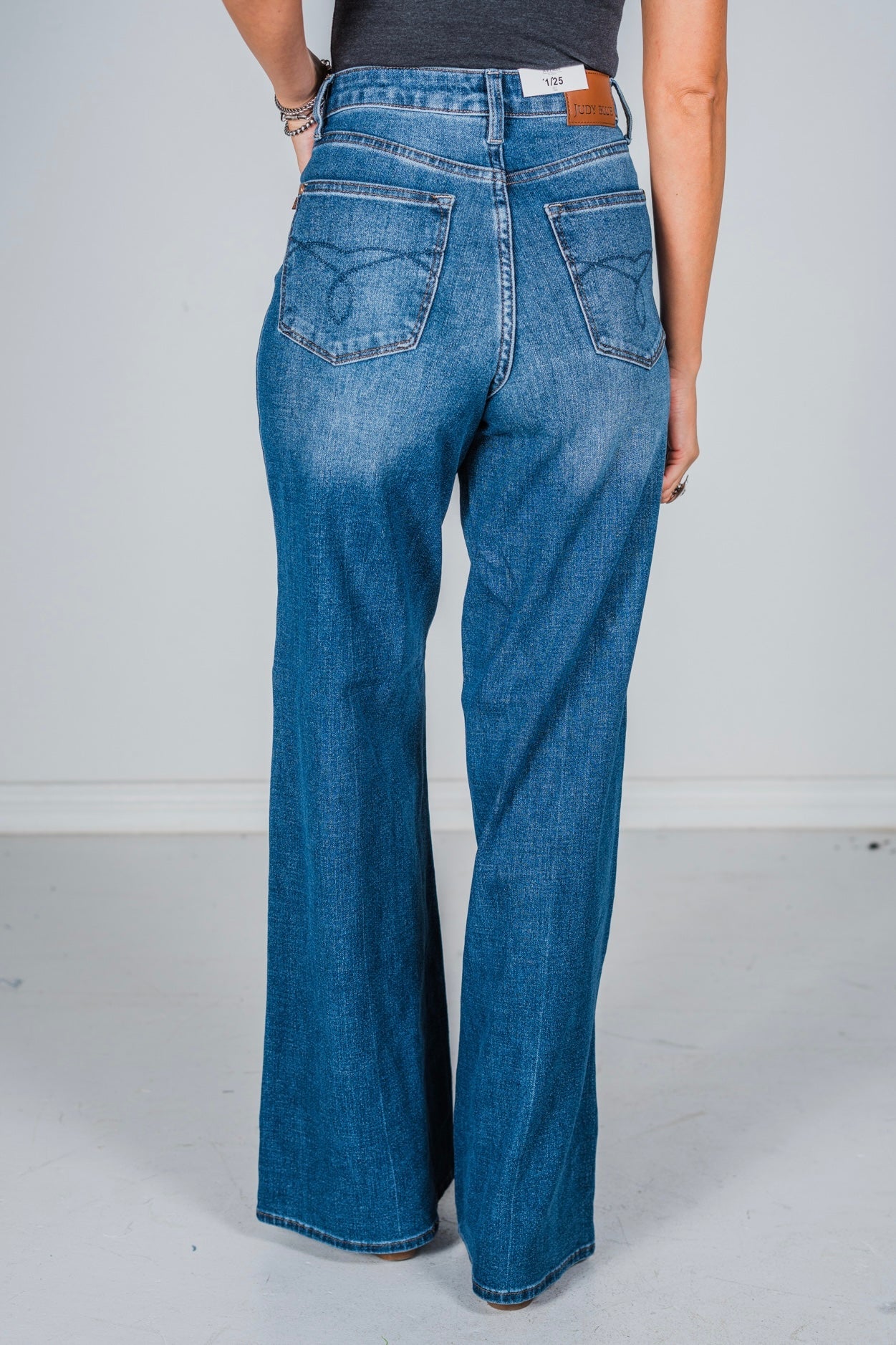 Judy Blue High Waist Tummy Control Retro Wide Leg Jeans - Whiskey Skies - JUDY BLUE