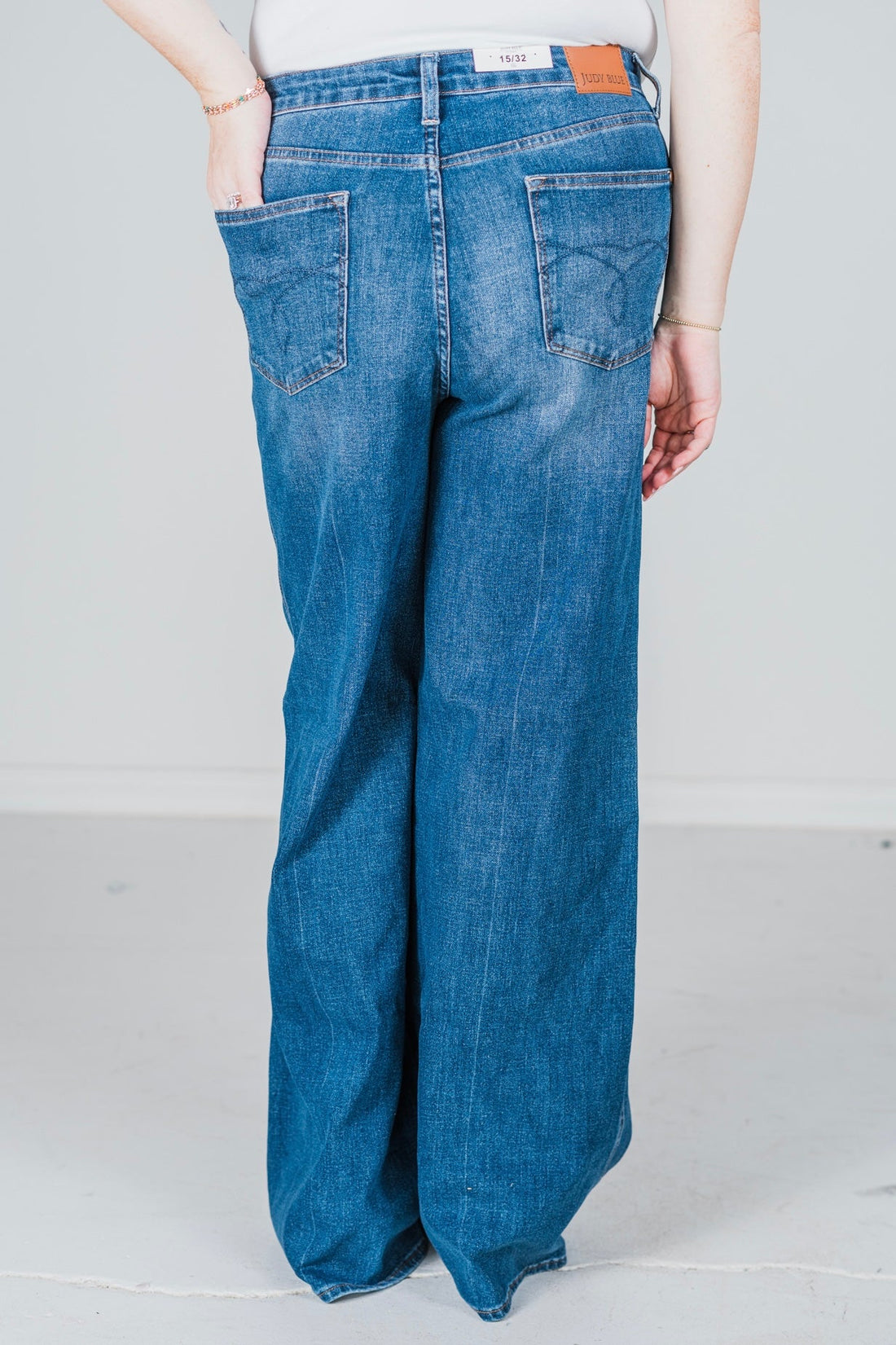 Judy Blue High Waist Tummy Control Retro Wide Leg Jeans - Whiskey Skies - JUDY BLUE