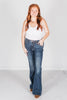 Judy Blue High Waist Tummy Control Shield Back Pocket Flares - Whiskey Skies - JUDY BLUE