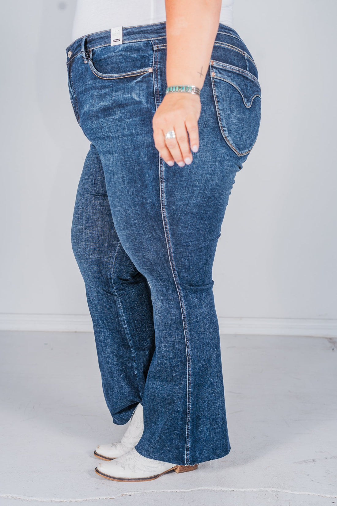 Judy Blue High Waist Tummy Control Shield Back Pocket Flares - Whiskey Skies - JUDY BLUE