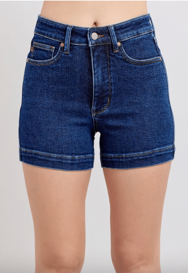 Judy Blue High Waist Tummy Control Shorts - Whiskey Skies - JUDY BLUE