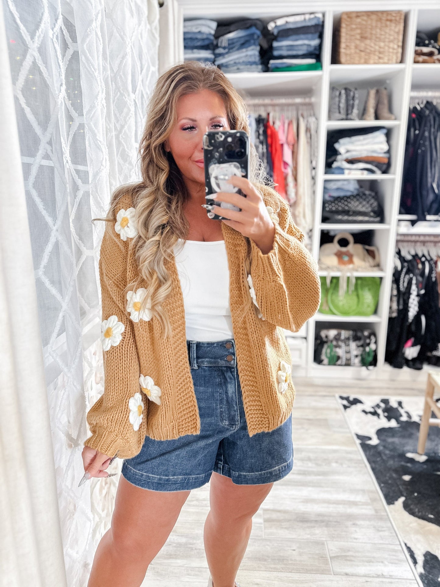 Judy Blue High Waist Tummy Control Slim Fit Double Button Shorts - Whiskey Skies - JUDY BLUE