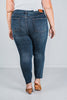 Judy Blue High Waist Tummy Control Step Hem Skinny Jeans - Whiskey Skies - JUDY BLUE