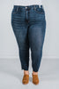 Judy Blue High Waist Tummy Control Step Hem Skinny Jeans - Whiskey Skies - JUDY BLUE