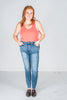 Judy Blue High Waist Tummy Control Vintage Shield Pockets Skinny Jeans - Whiskey Skies - JUDY BLUE