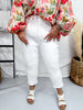Judy Blue High Waist Tummy Control White Capris W/ Spade Pockets - Whiskey Skies - JUDY BLUE