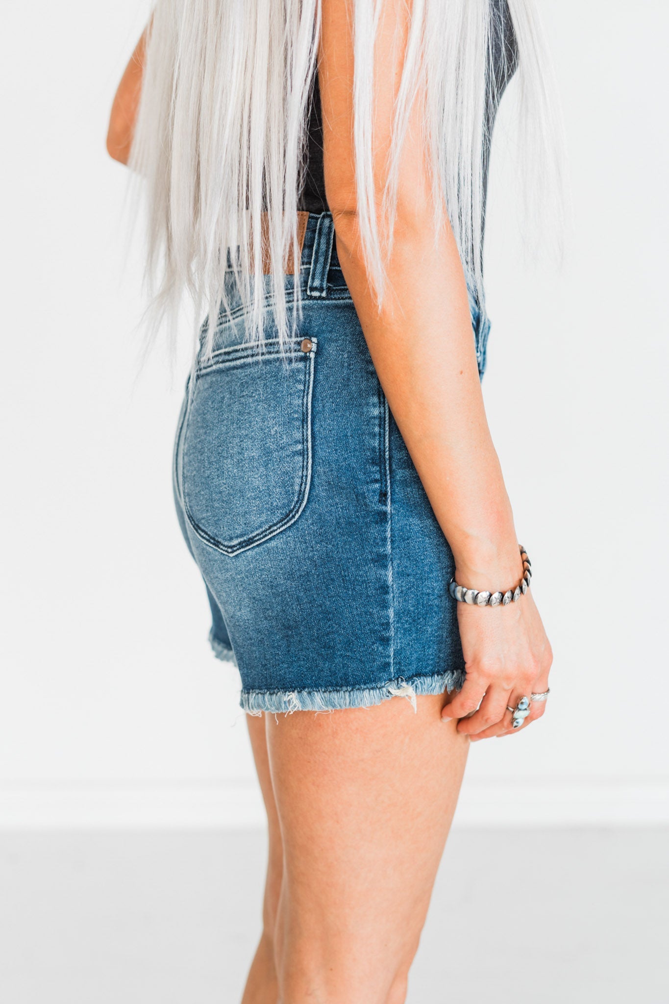 Judy Blue High - Waist V - Front Shorts W/ Shield Pockets - Whiskey Skies - JUDY BLUE
