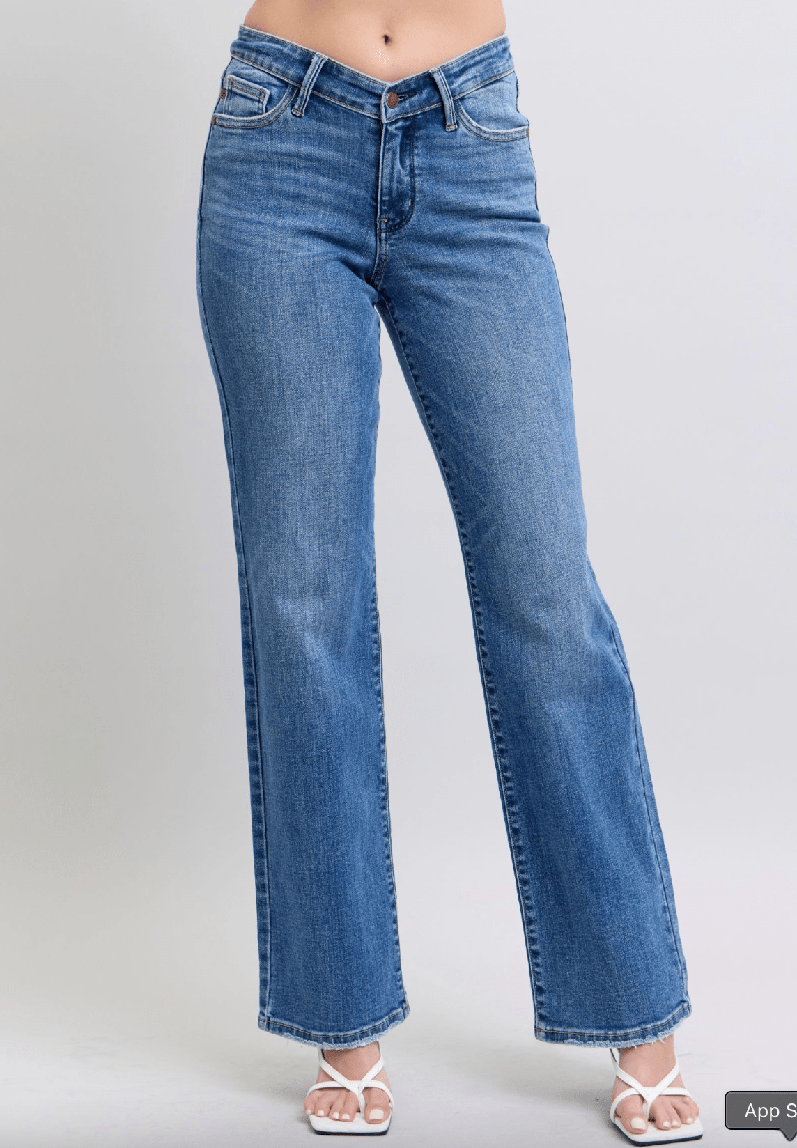 Judy Blue High Waist V - Front Waistband Vintage Wash Straight Jeans - Whiskey Skies - JUDY BLUE