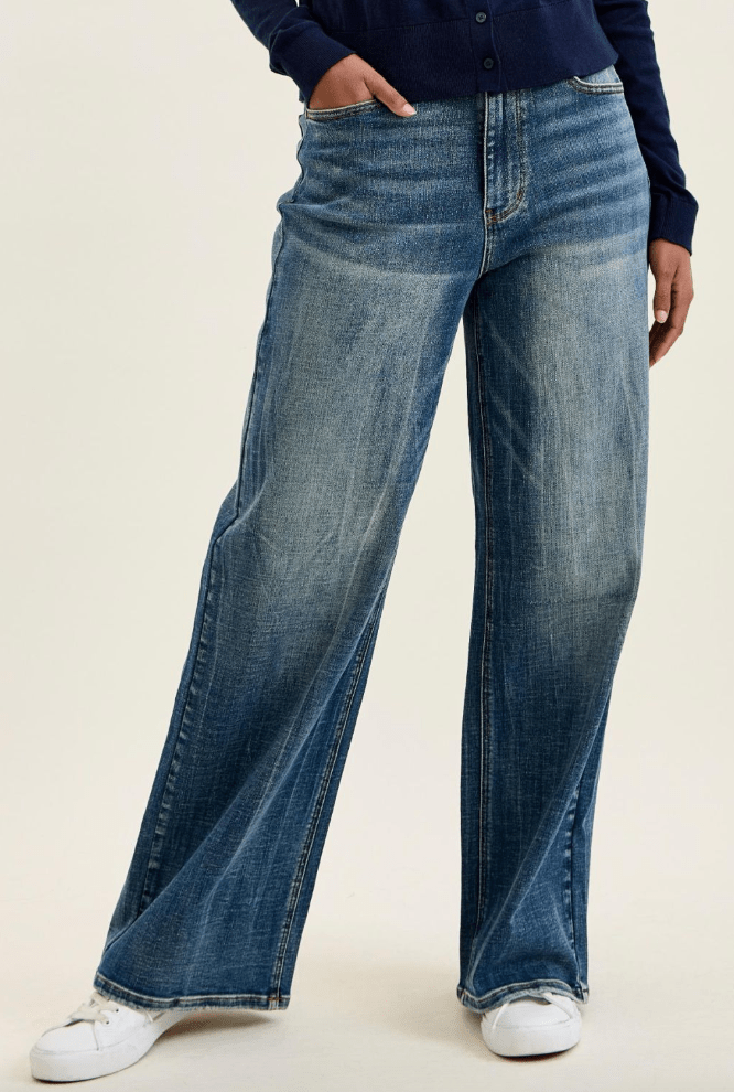 Judy Blue High Waist Vintage Blast Baggy Jeans - Whiskey Skies - JUDY BLUE
