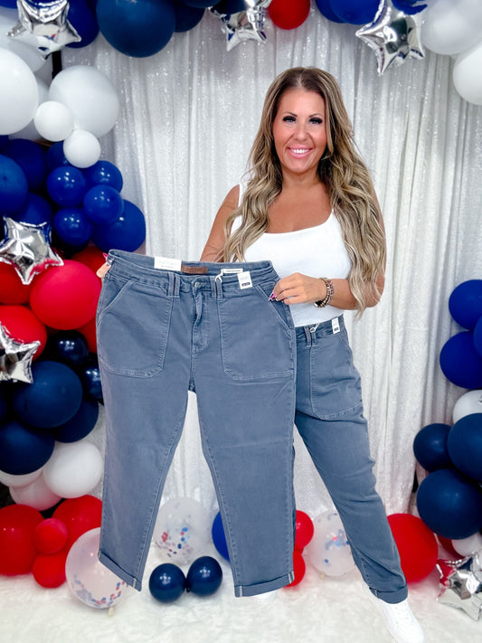 Judy Blue High Waist Vintage Indigo Aurora Weekender Jeans - Whiskey Skies - JUDY BLUE
