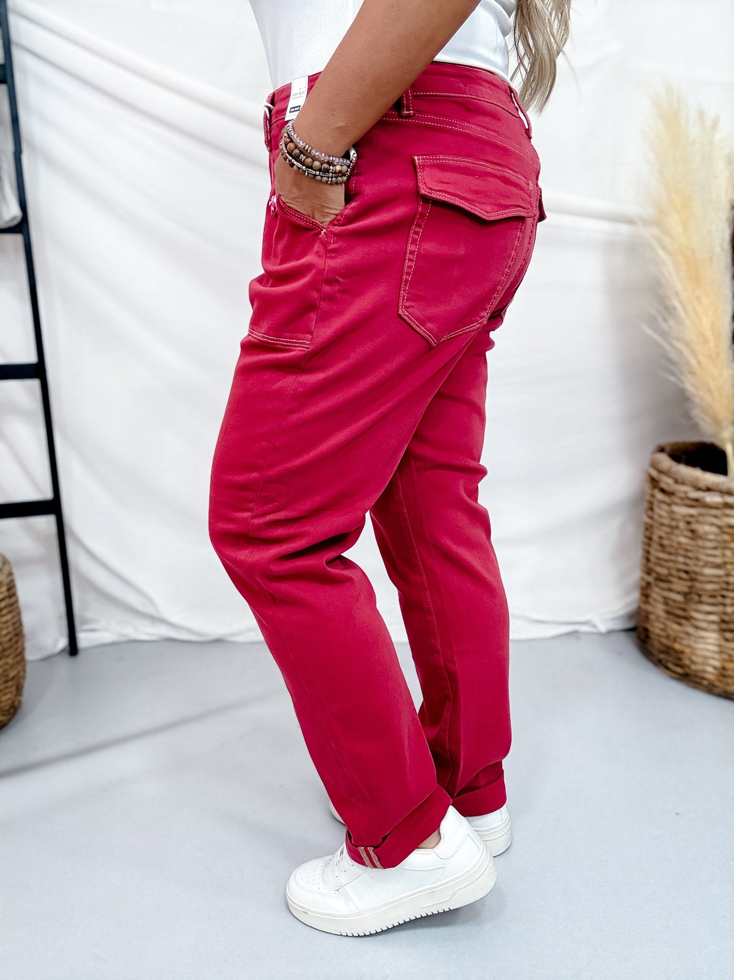 Judy Blue High Waist Vintage Red Aurora Weekender Jeans - Whiskey Skies - JUDY BLUE