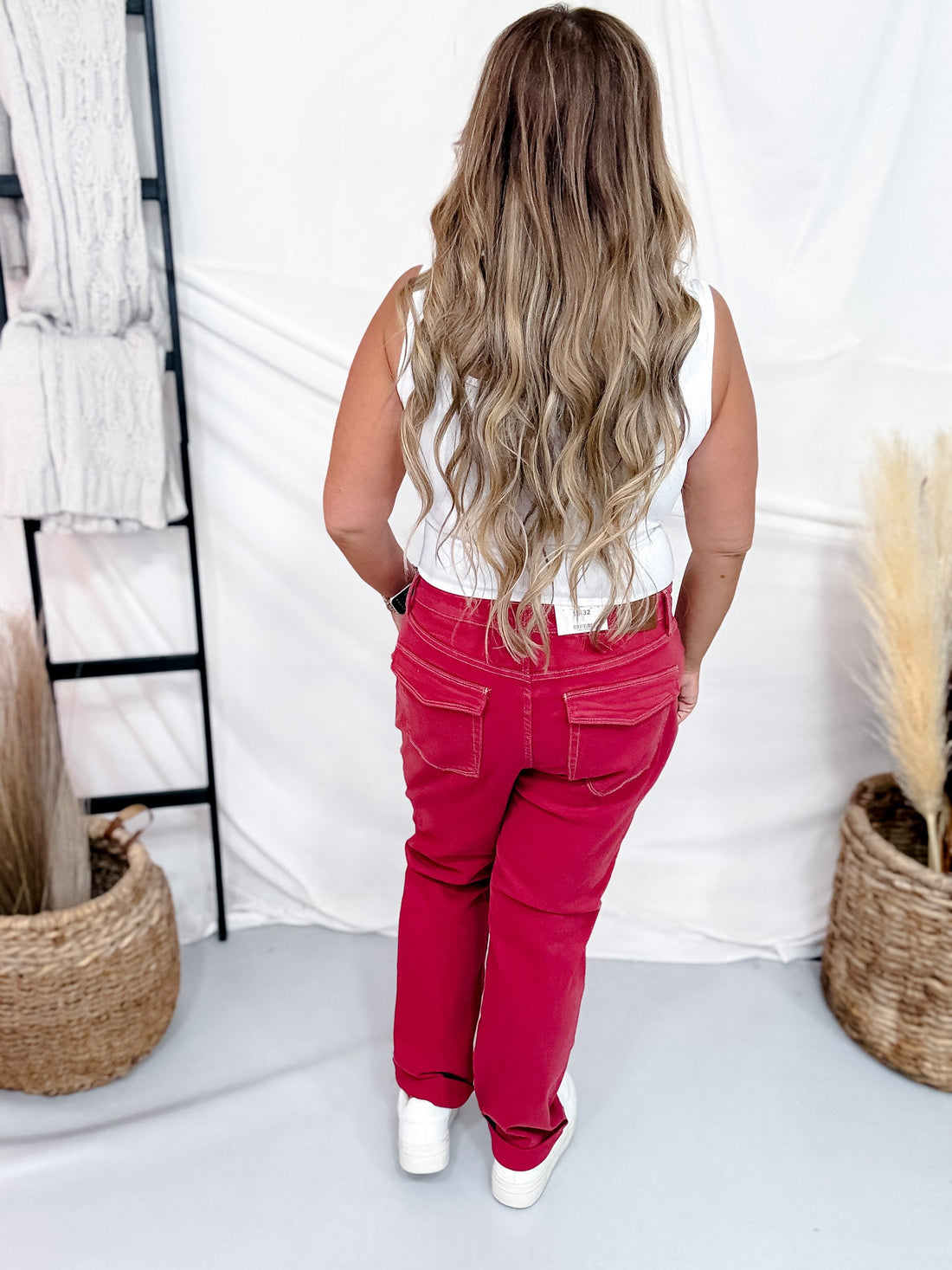 Judy Blue High Waist Vintage Red Aurora Weekender Jeans - Whiskey Skies - JUDY BLUE