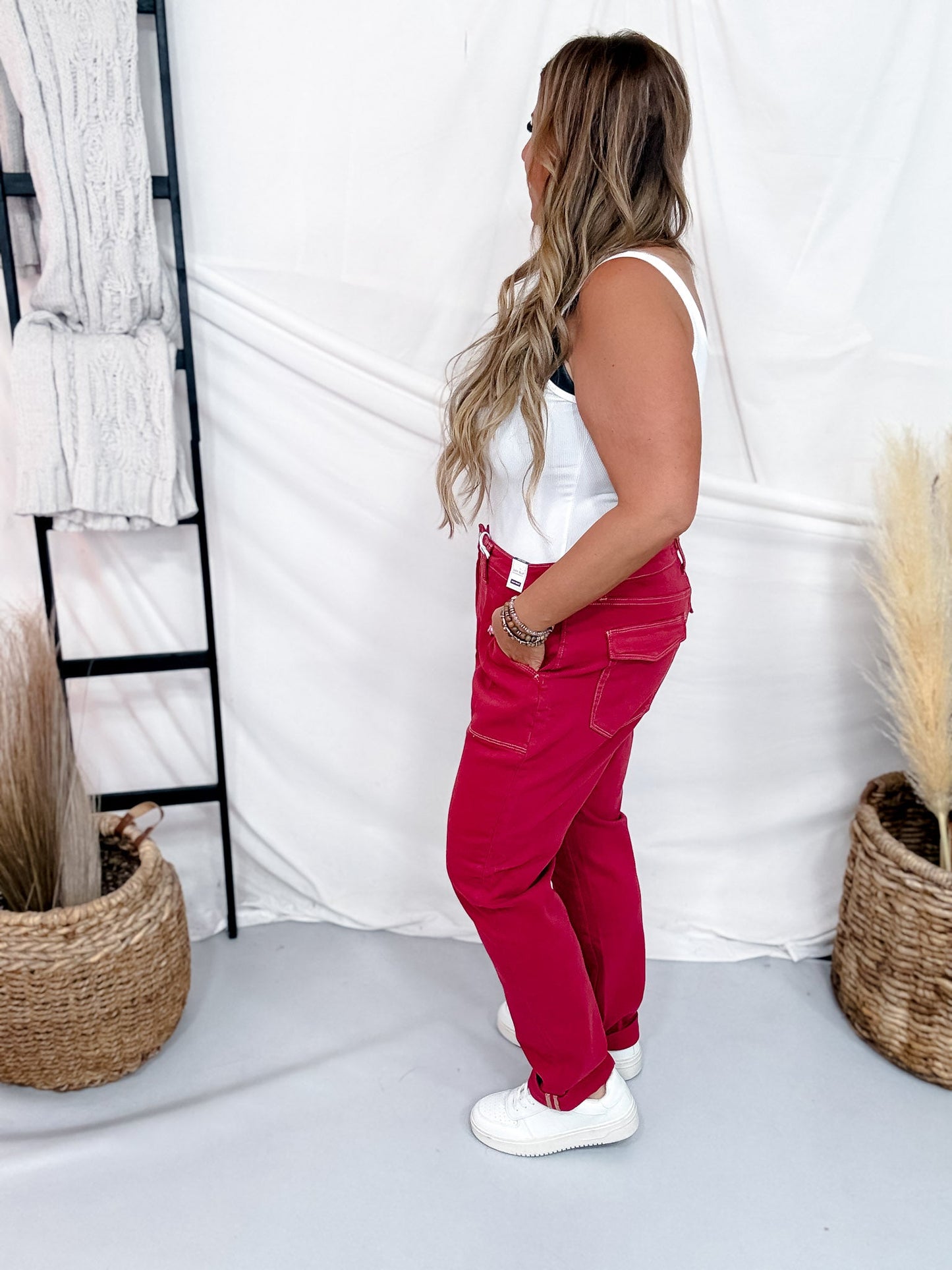 Judy Blue High Waist Vintage Red Aurora Weekender Jeans - Whiskey Skies - JUDY BLUE