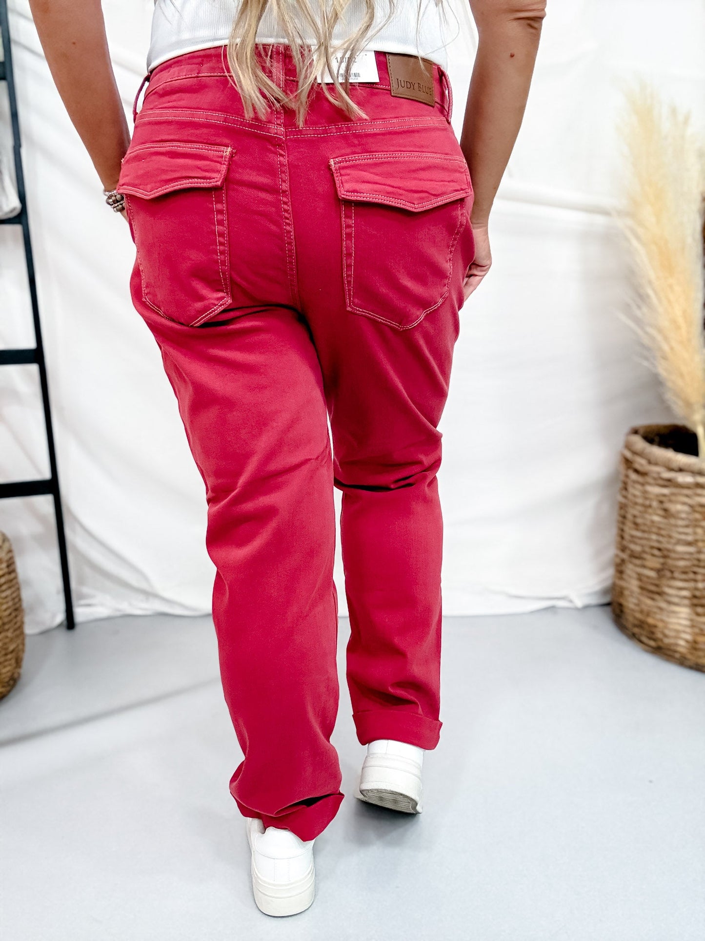 Judy Blue High Waist Vintage Red Aurora Weekender Jeans - Whiskey Skies - JUDY BLUE