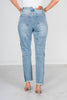 Judy Blue High Waist Vintage Wash Side Panel Detail & Hi - Lo Fray Hem Slim Jeans - Whiskey Skies - JUDY BLUE