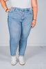 Judy Blue High Waist Vintage Wash Side Panel Detail & Hi - Lo Fray Hem Slim Jeans - Whiskey Skies - JUDY BLUE