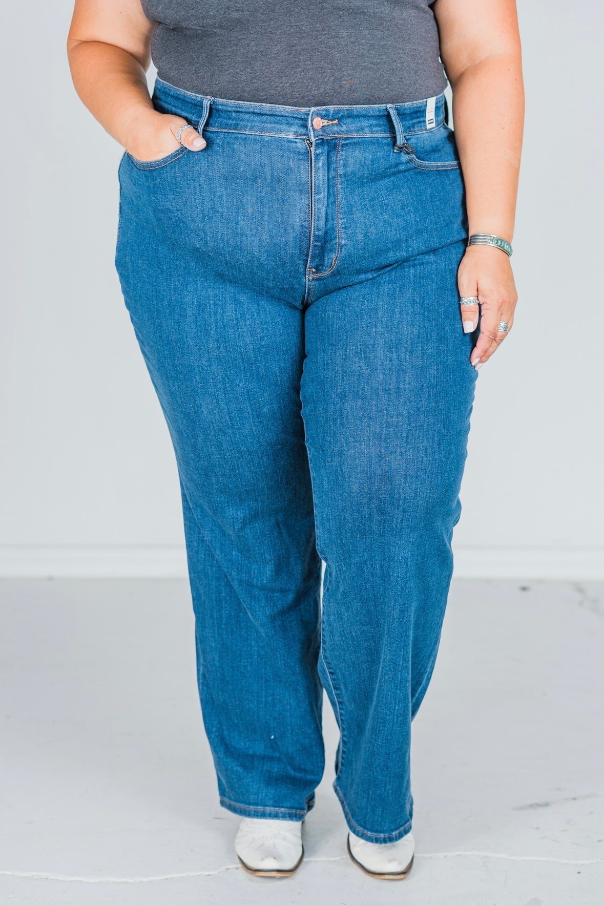 Judy Blue High Waist Vintage Wide Leg Jeans - Whiskey Skies - JUDY BLUE