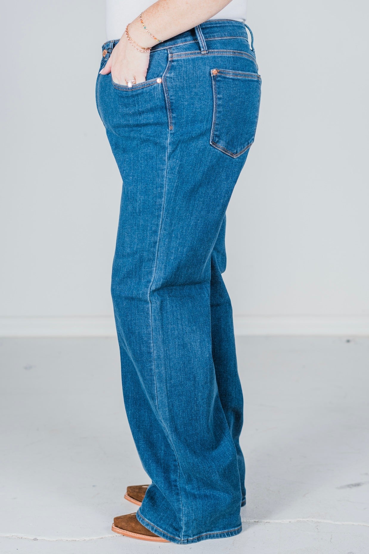 Judy Blue High Waist Vintage Wide Leg Jeans - Whiskey Skies - JUDY BLUE