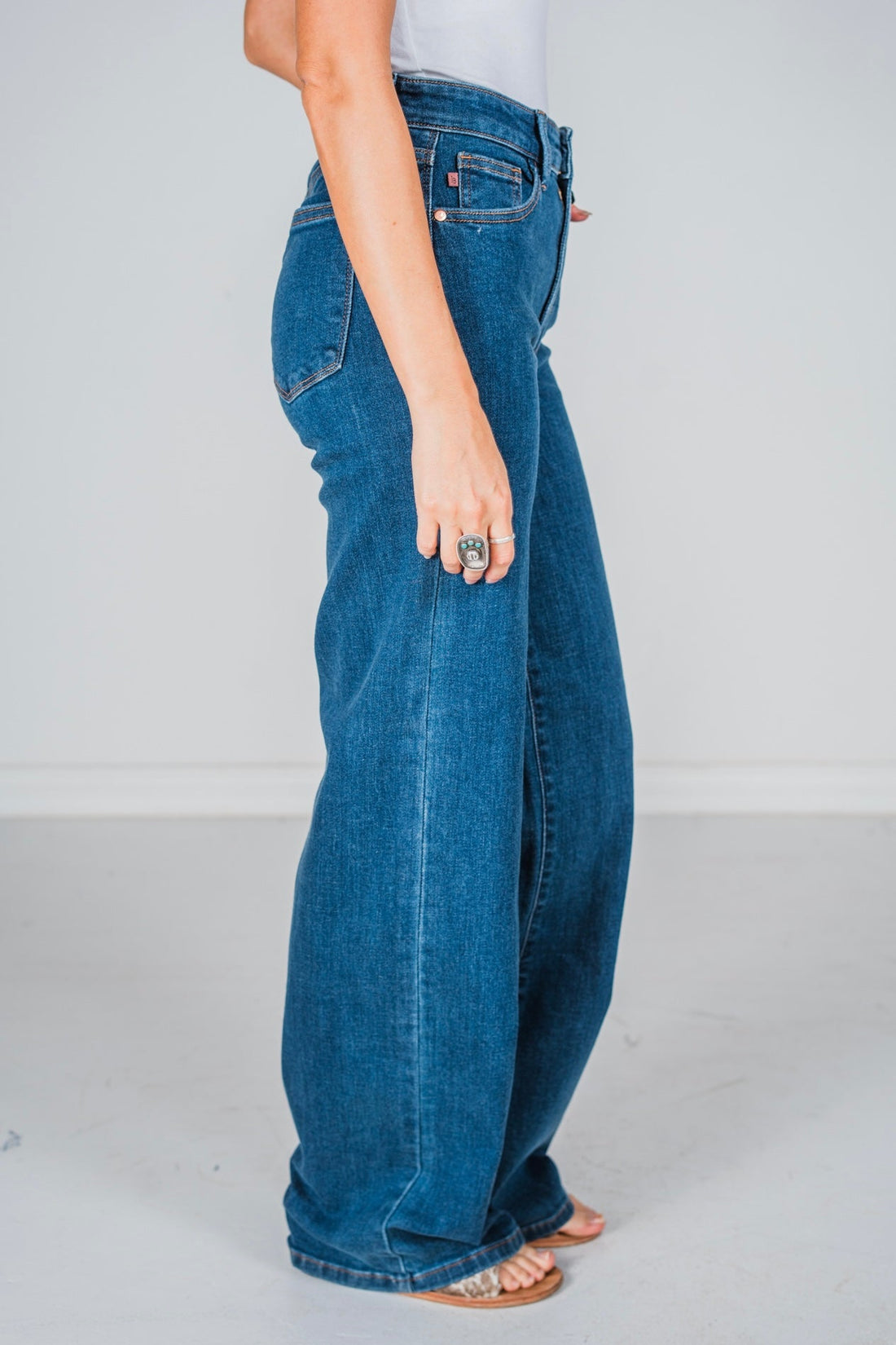 Judy Blue High Waist Vintage Wide Leg Jeans - Whiskey Skies - JUDY BLUE