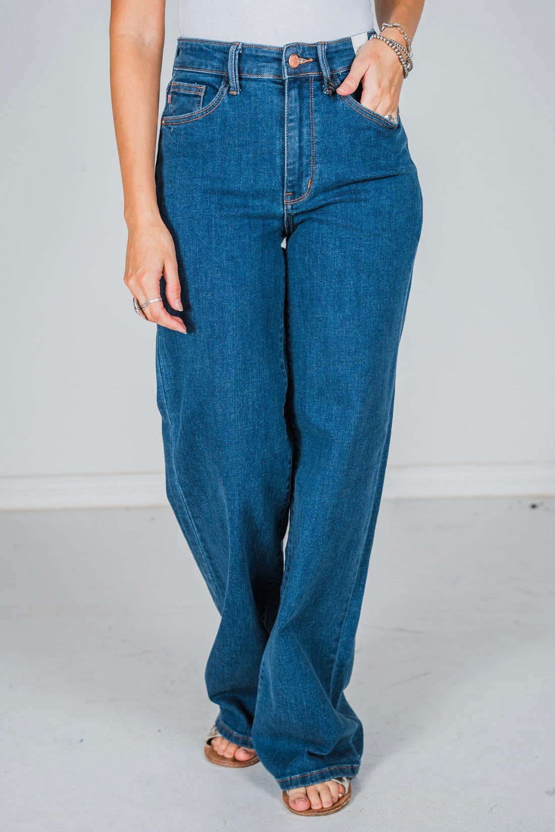 Judy Blue High Waist Vintage Wide Leg Jeans - Whiskey Skies - JUDY BLUE