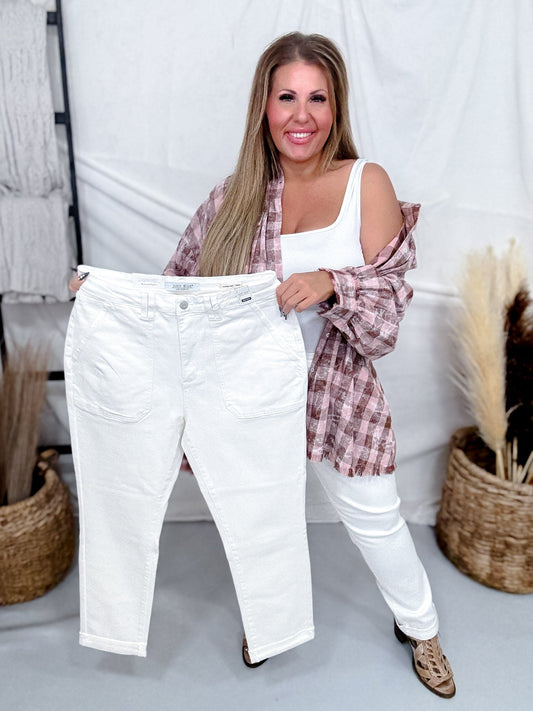 Judy Blue High - Waist White Aurora Weekender Jeans - Whiskey Skies - JUDY BLUE