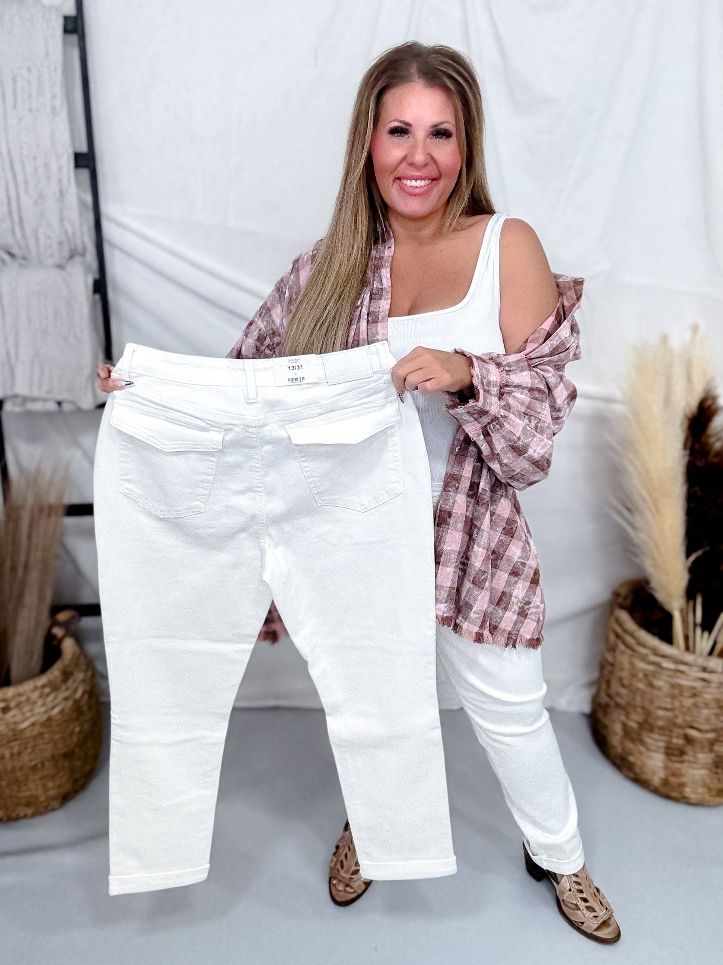 Judy Blue High - Waist White Aurora Weekender Jeans - Whiskey Skies - JUDY BLUE