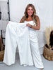 Judy Blue High Waist White Featherweight Palazzo Pants W/ Elastic Waist - Whiskey Skies - JUDY BLUE