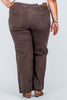 Judy Blue High - Waist Wide Leg Brown Jeans W/ Front Patch Pockets - Whiskey Skies - JUDY BLUE