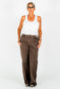 Judy Blue High - Waist Wide Leg Brown Jeans W/ Front Patch Pockets - Whiskey Skies - JUDY BLUE