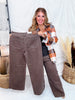 Judy Blue High - Waist Wide Leg Brown Jeans W/ Front Patch Pockets - Whiskey Skies - JUDY BLUE