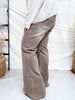 Judy Blue High - Waist Wide Leg Clay Yarned Dyed Criss Cross Waist Band Jeans - Whiskey Skies - JUDY BLUE