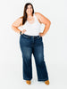 Judy Blue High - Waist Wide Leg Tummy Control Front Welt Pocket Jeans - Whiskey Skies - JUDY BLUE