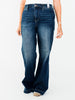 Judy Blue High - Waist Wide Leg Tummy Control Front Welt Pocket Jeans - Whiskey Skies - JUDY BLUE