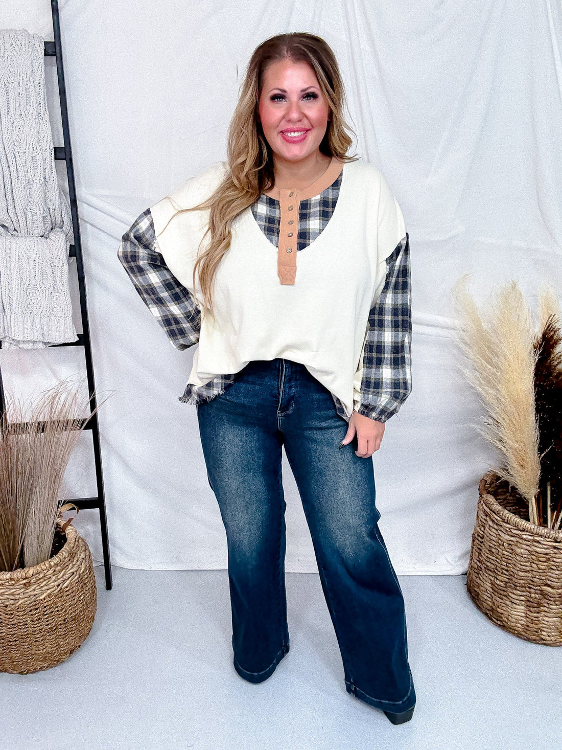 Judy Blue High - Waist Wide Leg Tummy Control Front Welt Pocket Jeans - Whiskey Skies - JUDY BLUE