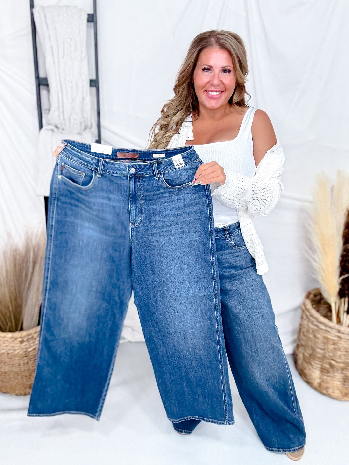 Judy Blue High Waist Wilhelmina Baggy Jeans - Whiskey Skies - JUDY BLUE