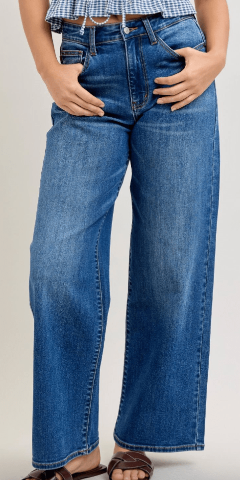 Judy Blue High Waist Wilhelmina Baggy Jeans - Whiskey Skies - JUDY BLUE
