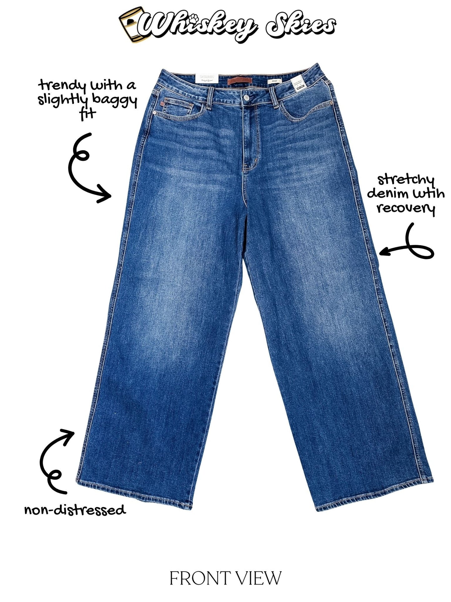 Judy Blue High Waist Wilhelmina Baggy Jeans - Whiskey Skies - JUDY BLUE
