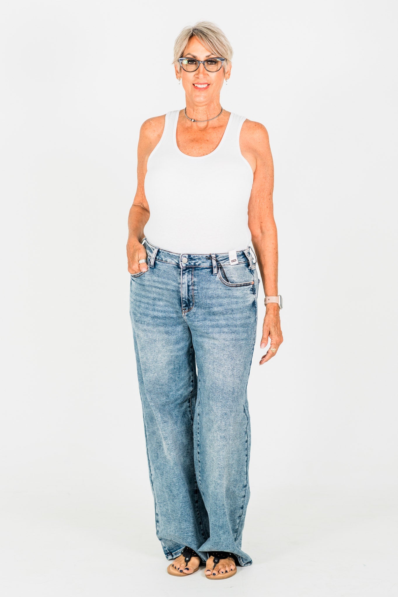 Judy Blue High - Waist Wilhemina Light Vintage Wash Wide Leg Jeans - Whiskey Skies - JUDY BLUE